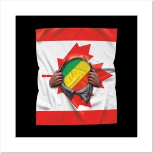 Republic Of The Congo Flag Canadian Flag Ripped - Gift for Congon From Republic Of The Congo Posters and Art